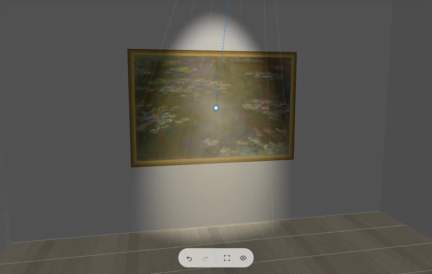 スポットライトの光の色を電球色から昼光色へ切り替え、明るさを変える録画